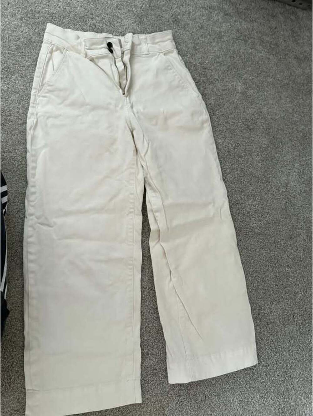 Everlane Off-White Organic Cotton Wide Leg Crop Pants - Size 8